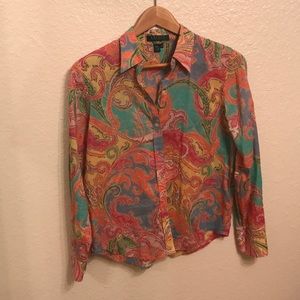 Pastel Paisley Collared Top